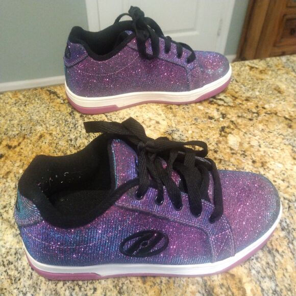 Heelys Girls Split Purple Aqua Skate Shoes Glitter Roller Shoes Size Youth 4 - Picture 5 of 12